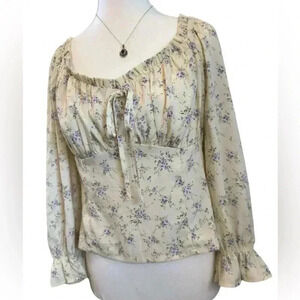 Skies Are Blue | Floral Peasant Blouse (L)